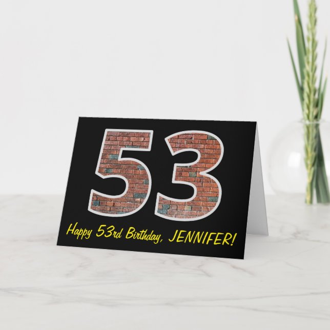 53:e födelsedagen - Brickmuren Mönster "53" w/ Nam Kort (Framsida)