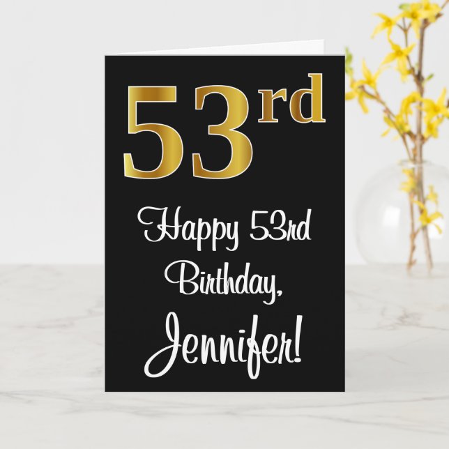 53:e födelsedagen ~ Elegant Luxurious Faux Guld Ti Kort (Gul blomma)