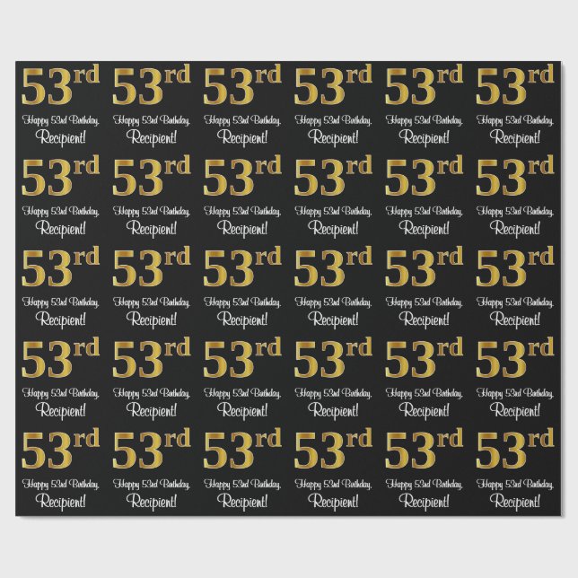 53:e födelsedagen: Elegant Luxurious Faux Guld Tit Presentpapper (Platt)