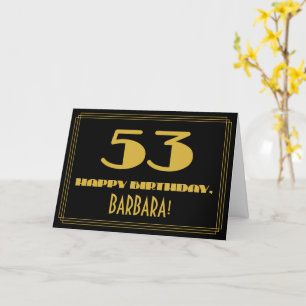 53:e födelsedagen: Namn + Art Deco Inspired (53 år Kort