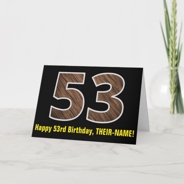 53:e födelsedagen: Namn + Faux Wood Grain Mönster  Kort (Framsida)