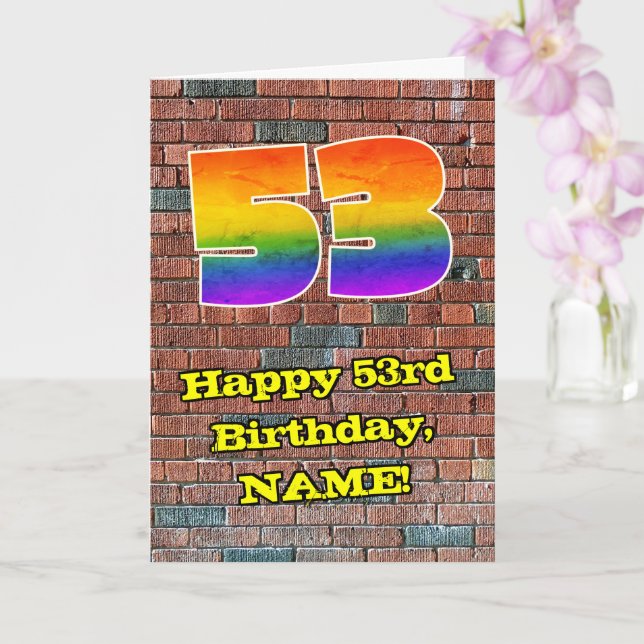 53:e födelsedagen: Roligt Graffiti-Inspired Rainbo Kort (Orkide)