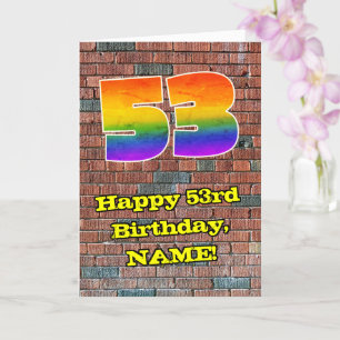 53:e födelsedagen: Roligt Graffiti-Inspired Rainbo Kort