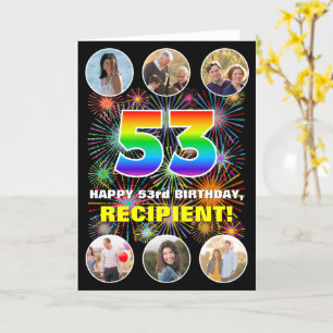 53:e födelsedagen: Roligtens regnbågsnr, eget namn Kort