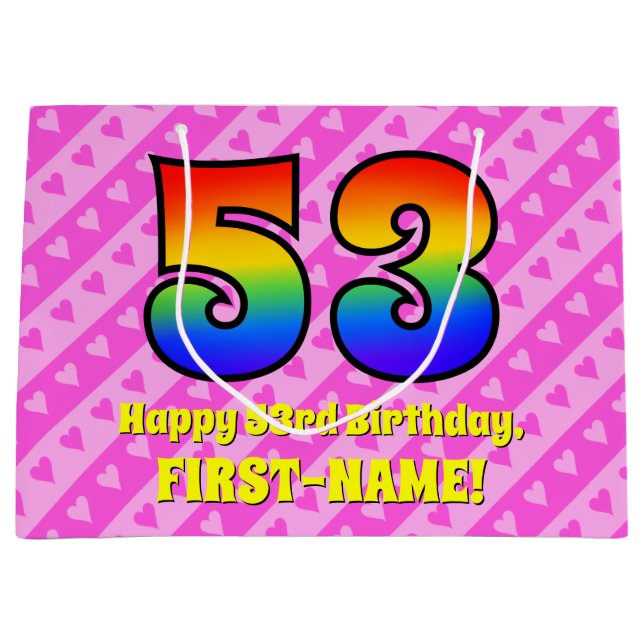 53:e födelsedagen: Rosa Rand & Hearts, regnbåge nr (Framsidan)