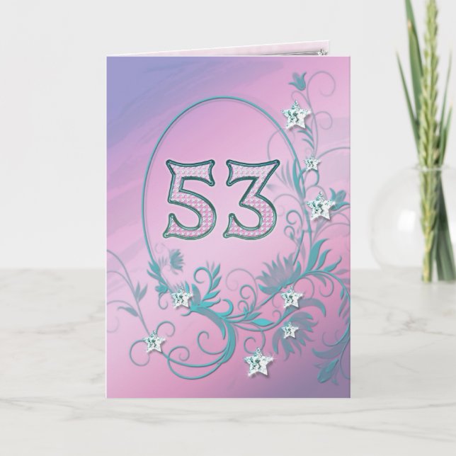 53:e födelsedagskortet med diamantstjärnor kort (Framsida)