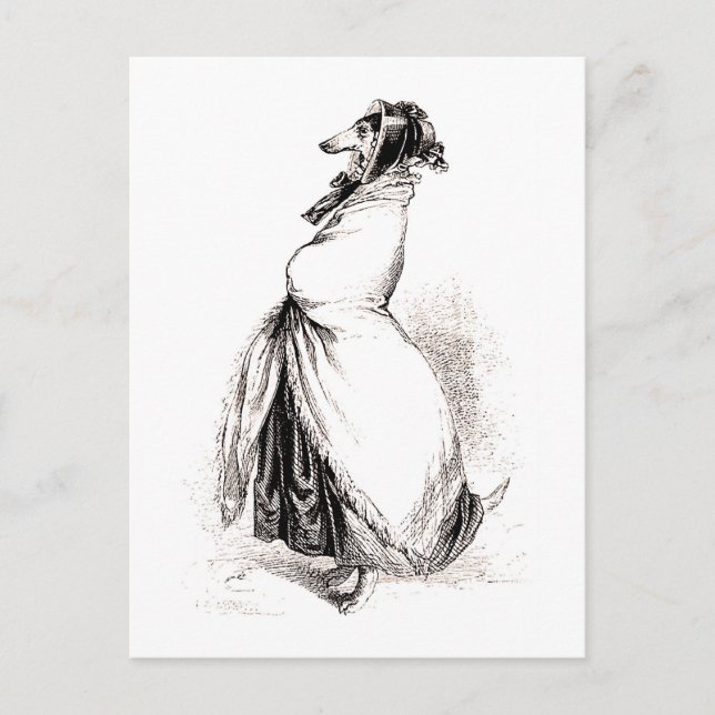 53   Greyhound by Grandville (1803-1847) Vykort (Framsida)