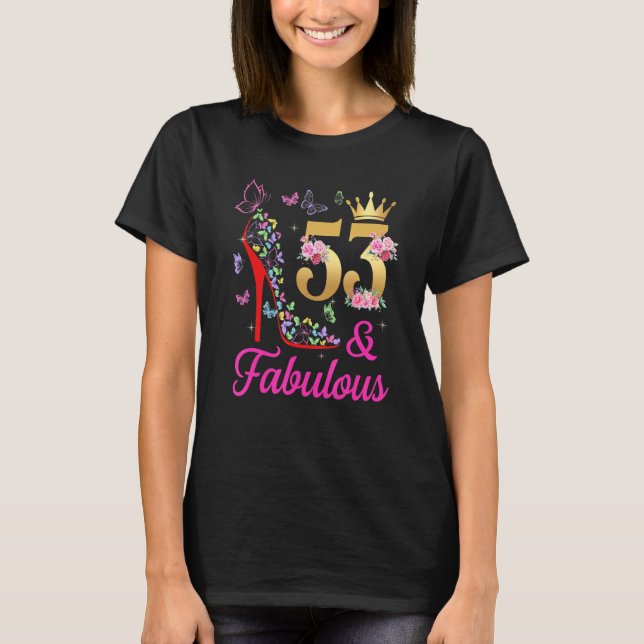 53 och uppbyggliga 53-åriga 53-dagars fjärilar H T Shirt (Framsida)