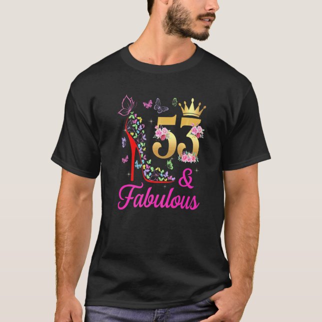 53 och uppbyggliga 53-åriga 53-dagars fjärilar H T Shirt (Framsida)