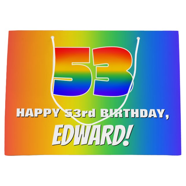 53rd Birthday: Colorful, Fun Rainbow Pattern # 53 (Framsidan)