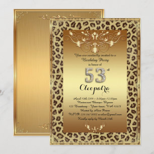 53rd födelsedagsfest 53rd, kunglig Cheetahguldplus Inbjudningar