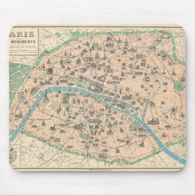 5406-Paris: Platt karta Musmatta (Framsidan)