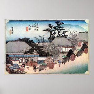 54. 大 津 宿, 広 Ōtsu-juku, Hiroshige, Ukiyo-e Poster