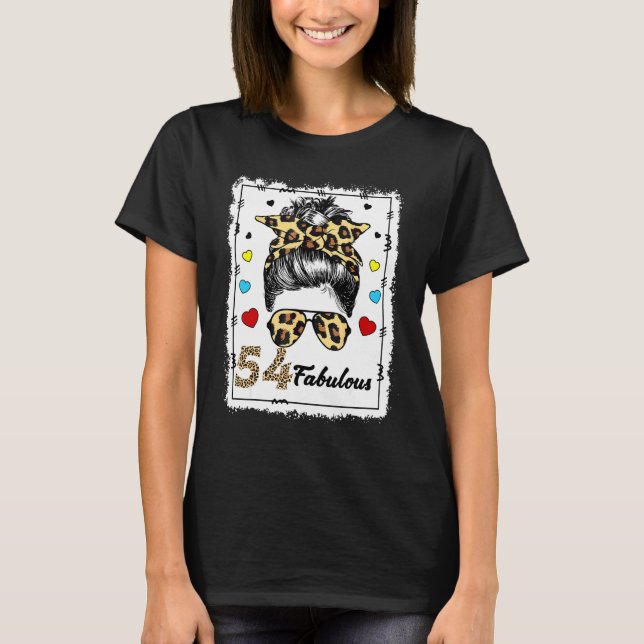 54 år gammal Fabulous Messy Bun Leopard 1968 Birth T Shirt (Framsida)