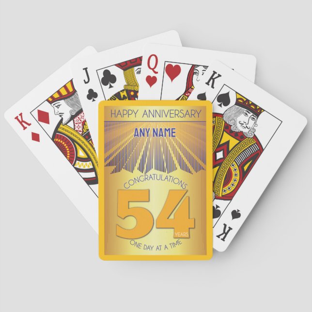 54 år | Golden Ray 12 stegs anpassat NAMN Casinokort (Baksidan)
