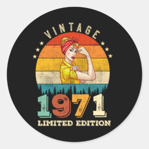 54-årig dag 1971 Vintage 54:e födelsedagen Kvinnor Runt Klistermärke