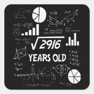 54-åriga Bday Math Teacher 54:e födelsedagsgåva Fyrkantigt Klistermärke
