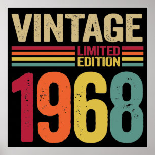 54 års gammal gåva Vintage 1968 54:e födelsedagspr Poster