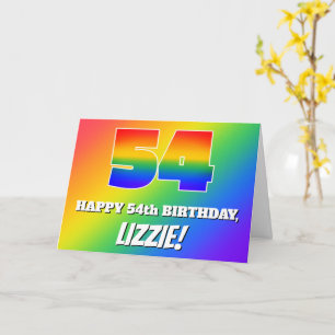 54-årsdag: Flerfärgat regnbågsmönster # 54 Kort