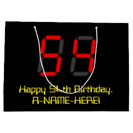 54-årsdag: Röd digital klocka stil "54" + Namn
