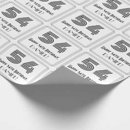 54:e födelsedagen: Art Deco Inspired Stil "54" + N Presentpapper