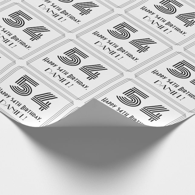 54:e födelsedagen: Art Deco Inspired Stil "54" + N Presentpapper (Hörn)