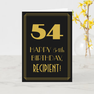 54:e födelsedagen - Art Deco Inspired Titta "54" o Kort