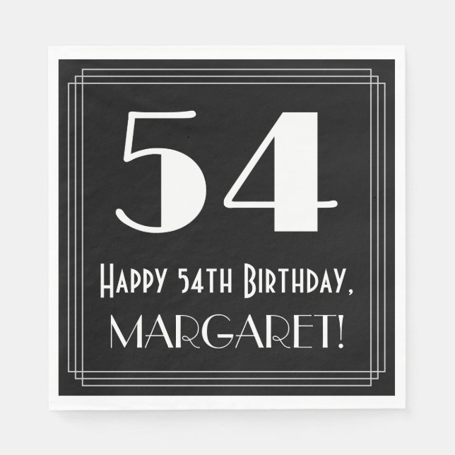 54:e födelsedagen ~ Art Deco Inspired Titta "54",  Pappersservett (Framsidan)