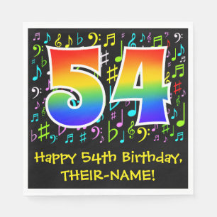 54:e födelsedagen - Färgstarka musiksymboler, regn Pappersservett