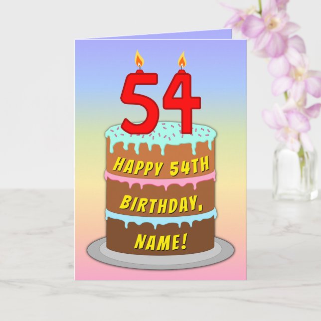 54:e födelsedagen - Roligt Cake & Candles, med ege Kort (Orkide)