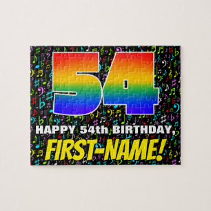 54:e födelsedagen - Roligt, färgstarka musiksymbol Pussel