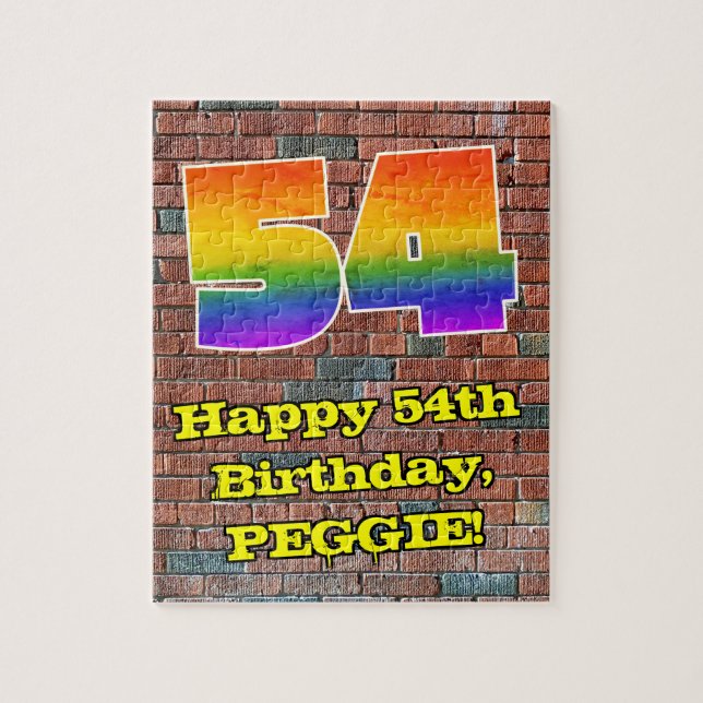 54:e födelsedagen: Roligt Graffiti-Inspired Rainbo Pussel (Vertikal)