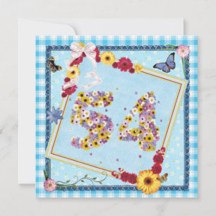 54:e Födelsedagsfest inbjudan-blommor,fjärilar Inbjudningar