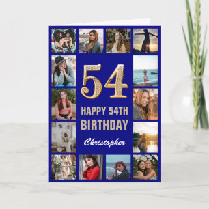 54:e Grattis på födelsedagen-flottan, blå och Guld Kort
