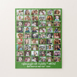 54 Fotokollage Grid - Anpassad text - Grön Pussel