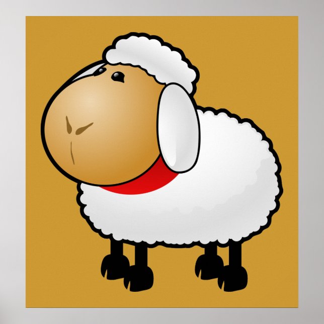 54-fri Tecknad-Illustration-Sheep-Clipart-Illustra Poster (Framsidan)