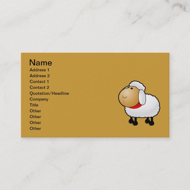 54-fri Tecknad-Illustration-Sheep-Clipart-Illustra Visitkort (Framsida)