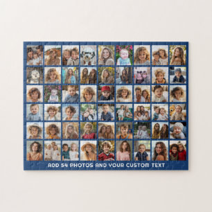 54 Fyrkantig Fotokollage Grid med Text - blå Pussel