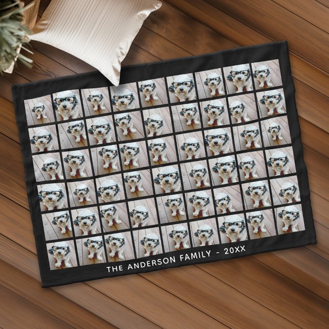 54-kvadratisk fotosamling med enkel text fleecefilt (Custom Fleece Blanket - Add Photos and Text)