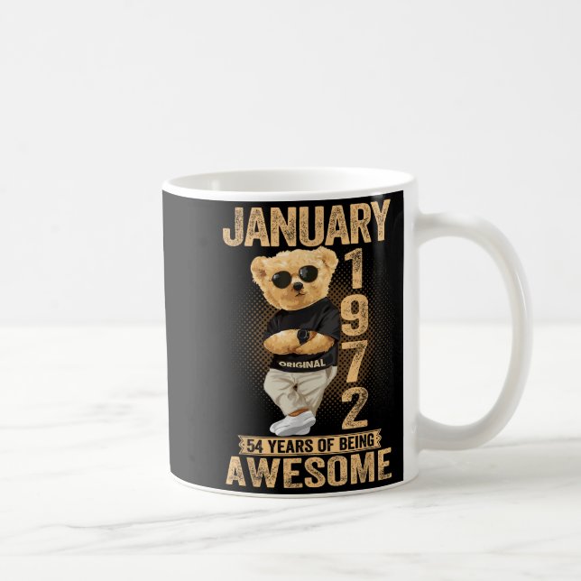 54 Year Old January 1972 Teddy Bear 54th Birthday  Kaffemugg (Höger)