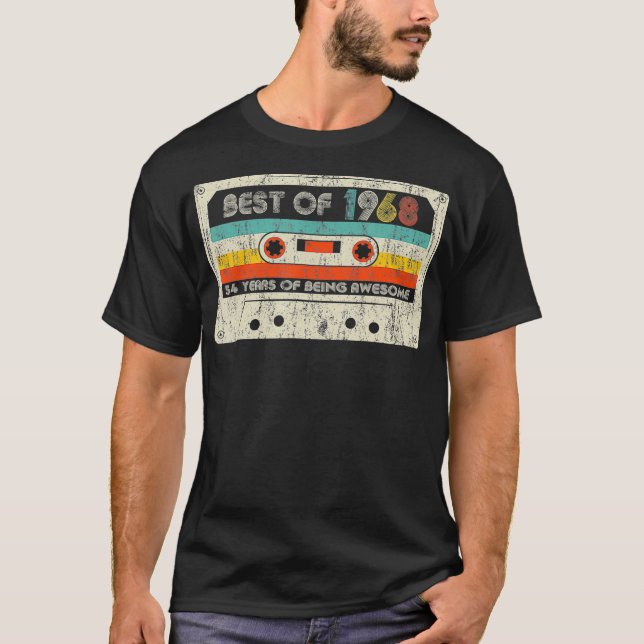 54th Birthday Gifts Best Of 1968 Cassette Tape Ret T Shirt (Framsida)