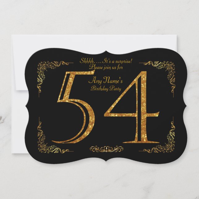 54th, Gatsby för födelsedagsfest 54th, underbart, Inbjudningar (Framsida)