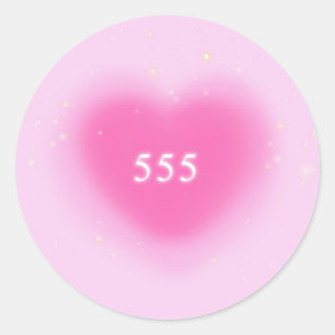 555 Modern Rosa Heart Aesthetic Angel Number Runt Klistermärke