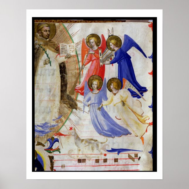 558 f.67v St. Dominic med fyra musikaliska änglar, Poster (Framsidan)