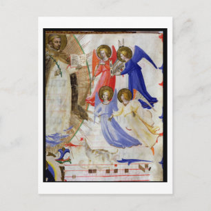 558 f.67v St. Dominic med fyra musikaliska änglar, Vykort