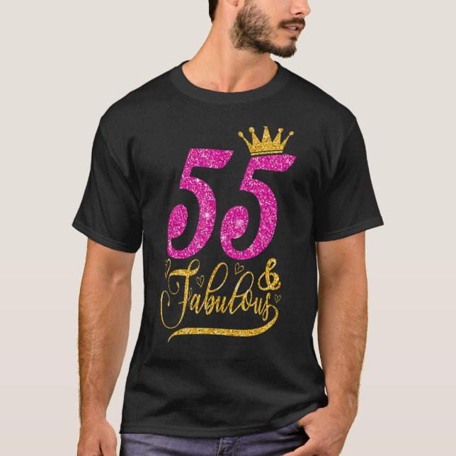 55 år gammal 55 och Fabulous 55:e födelsedagsdrott T Shirt (Framsida)
