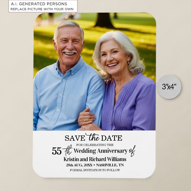 55-års bröllopsjubileum Spara datum Foto Magnet (Skapare uppladdad)