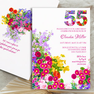 55 års Elegant Garden Blommigt - 55:e födelsedagen Inbjudningar
