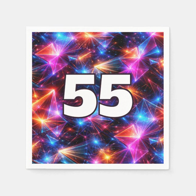 55-årsdag Neon Polygon Abstrakt  Pappersservett (Framsidan)