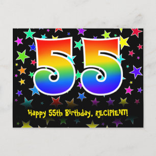 55-årsdag: Roliga stjärnor Mönster, Regnbåge 55, N Vykort